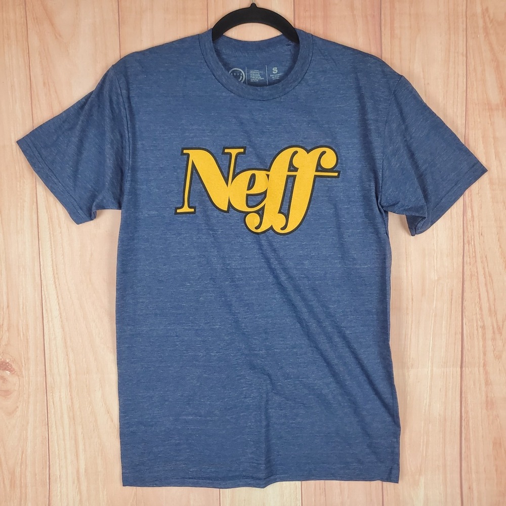 Neff T Shirt Mens Small Blue Cotton Spellout Logo Outdoor Casual Graphic Tee